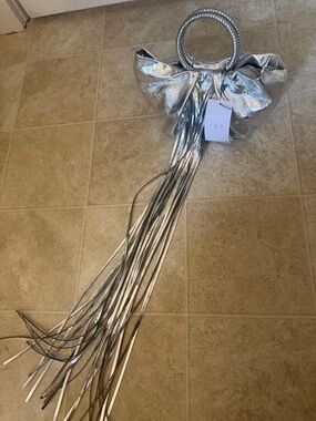 IRO Metallic Silver Fringe leather Bag with Circular Handles, NWT